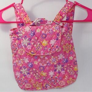 Pink floral skull clothe small back bag with drawstring closure 10x10